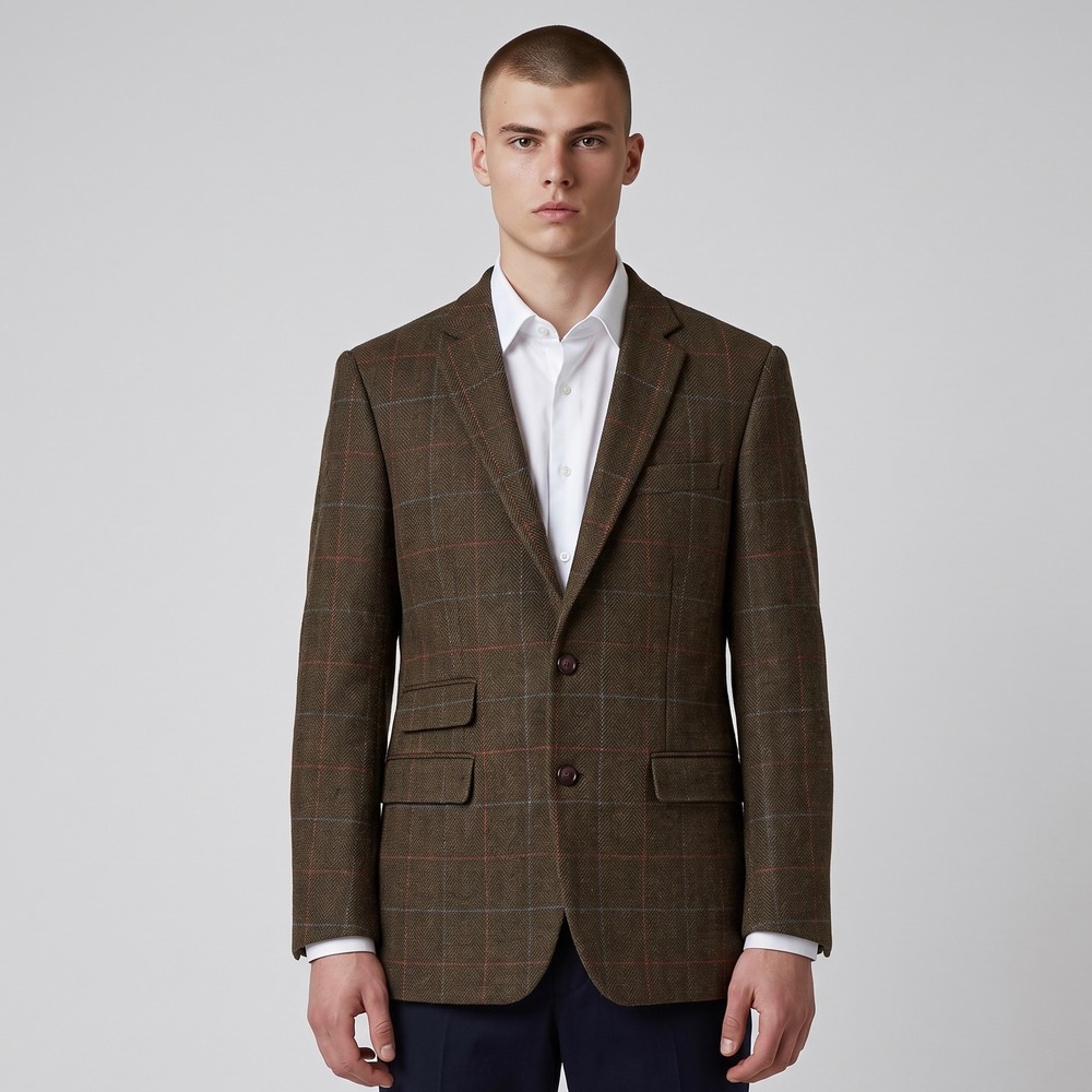 Brooks Brothers Red Fleece Mens 40R Abraham Moon Tweed Blazer Jacket Brown Plaid